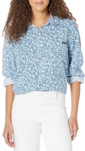 Calvin Klein Jeans Women's Animal Print Boyfriend Shirt Chambray combo, M - Picture 1 of 3