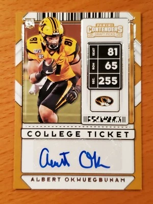 2020 Contenders Draft #143 Albert Okwuegbunam Missouri Broncos Rookie TE Auto A - Image 1 of 2