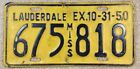 Mississippi License Plate Lauderdale County 1950 675 818 MISS Tag Vintage 