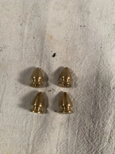 Vintage set of 4 Cast Brass Arrow Shaped Nuts Prism Band Shade Ring 5/8" Tall - Picture 1 of 4