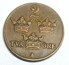 SWEDEN 2 ORE 1939 OLD COIN