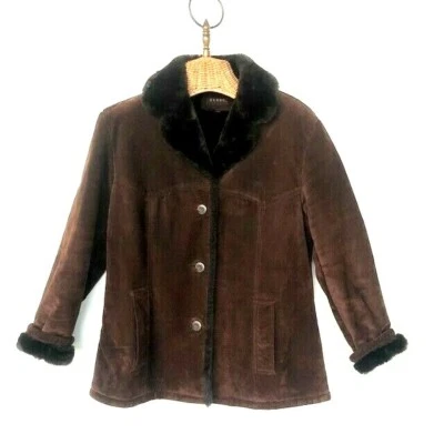 Guess женщин средний коричневый замши кожи искусственного меха кнопка куртка    - Изображение 1 из 4