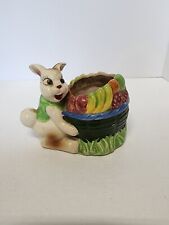 1950's VTG Ceramic Bunny Rabbit Planter/Candy dish Mixed  Fruit Multicolor JAPAN