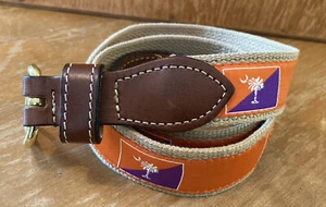 Zep Pro Belt Leather Canvas Orange/Purple SC Flag Palmetto Crescent SZ 34 Clemso - Picture 1 of 4