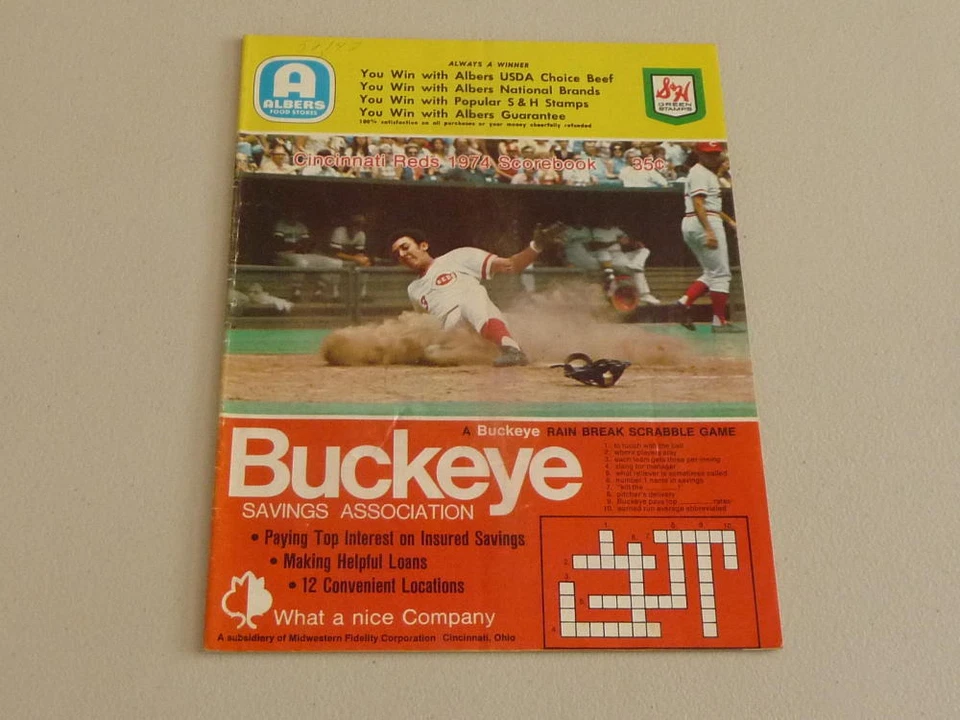 1974 CINCINNATI REDS BASEBALL PROGRAM  VS BRAVES EX-MINT DAVE CONCEPCION COVER - Image 1 of 1