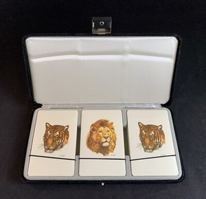 Vintage W.D. Gaither Playing Cards Tigers & Lions w/ Ges Gesch German Case