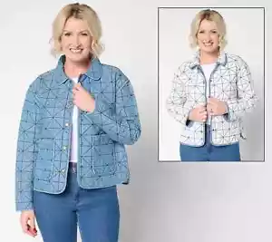 Chaqueta Denim Joan Rivers 100% Algodón Reversible Acolchada-Lavado Oscuro-XL-NUEVA-A676548 - Imagen 1 de 2