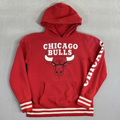 Chicago Bulls Hoodie Mens Medium Red Pullover Fleece Stripe Retro Official NBA - Image 1 of 4