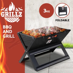 Grillz BBQ Grill Charcoal Smoker Outdoor Portable Camping Folding Steel Barbecue - Picture 1 of 11