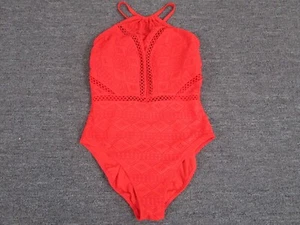 Hula Honey Bathing Suit Womens Size XL Red One Piece Swimsuit Solid - Picture 1 of 6