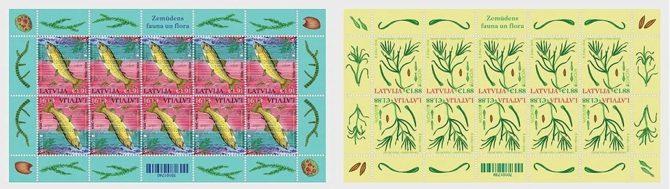latvia 2024 Underwater Fauna And Flora EUROPA fish River trout salmo 2x10v FULL - Image 1 of 1