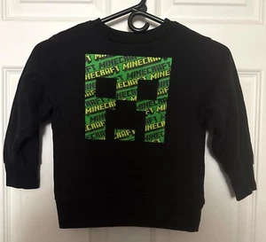 Kids  MineCraft Creeper Face Sweatshirt XS 4/5 Black - Picture 1 of 4