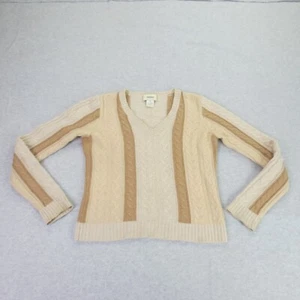 Neiman Marcus Sweater Womens Small Brown Tan Ladies Cable Knit Cashmere * - Picture 1 of 10