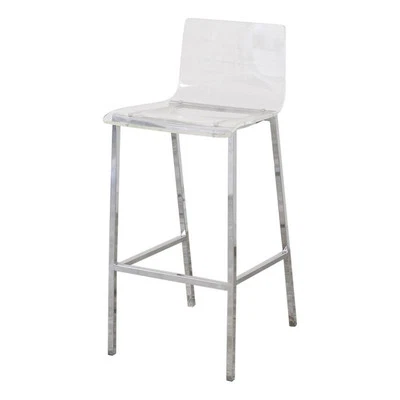 Plata Import Silver Orchid Lind Acrylic Low Back Counter Stool In Chrome - Image 1 of 3