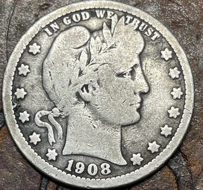 1908-O 25C Barber Quarter USA 🇺🇸 Historic Silver Coin 🪙  - Image 1 of 3