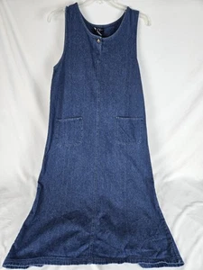 VTG! Original TY Wear Denim Sleeveless Midi Dress Womens Size 14 Pockets Comfort - Picture 1 of 5
