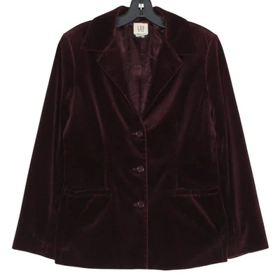Blazer Vintage Gap Terciopelo Y2K Capricho Oscuro Academia Bruja Preppy Borgoña 8 Foto 1 de 4
