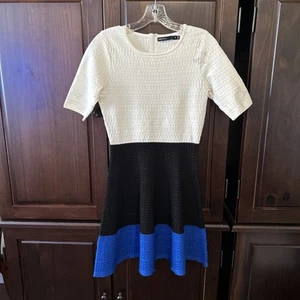 Karen Mullen Color Block Fit And Flare Compression Stretchy Dress M - Picture 1 of 9