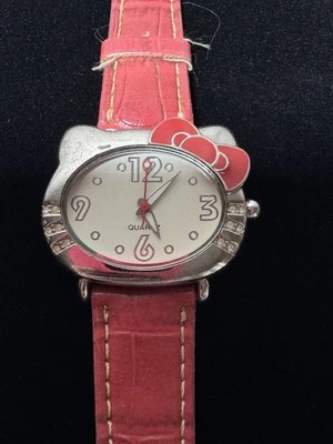 Hello Kitty Sanrio Watch Quartz Red Band Genuine Leather  2007 Adult Size Glow - Image 1 of 4
