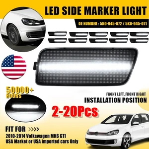 For 2010-14 Volkswagen VW MK6 Golf/GTI Side Front Marker White LED Signal Lights - Picture 1 of 19