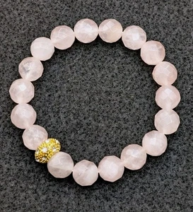 Women Stylish Statement Pink Faceted Beaded Stretch Bracelet (16cm) S Wrist - Picture 1 of 9