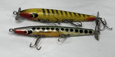 Lote de 2 señuelos Smithwick Devil Horse de madera vintage Foto 1 de 2