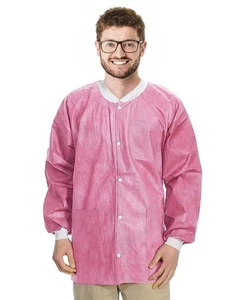 Cranberry Lab Jackets, Medium - 50 Pack, Knit Cuffs, 3 Pockets, 45 GSM SMS - Picture 1 of 8