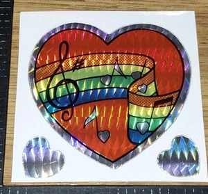 Vintage Stickers Hearts And Music Notes PRISM   BIG  code18-3 - Picture 1 of 4