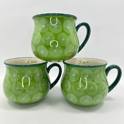 Pioneer Woman 3 tazas de café sopa Jumbo Belly 28 oz. Verde Paz Foto 1 de 4