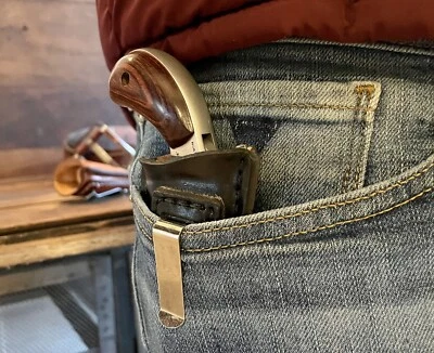 LOST RIVER LEATHER NAA 22 Mag Blk Leather Holster 1 5/8 in Barrel Form Fitted With Belt/Pocket Clip