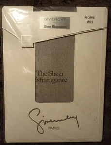 Vintage 1990s GIVENCHY Paris Pantyhose NOIRE MIDS Sheer Obsessions 100% Nylon - Picture 1 of 5
