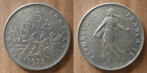FRANCE 5 FRANCS 1973 Semeuse Free Shipping Worldwide Franc Frcs Frc - Picture 1 of 3