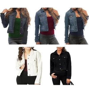 Chaqueta vaquera clásica informal de algodón manga completa con botones para damas - Imagen 1 de 20