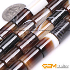 Natural Assorted Agate Gemstone Tube Loose Beads For Jewelry Making 15" 10x14mm