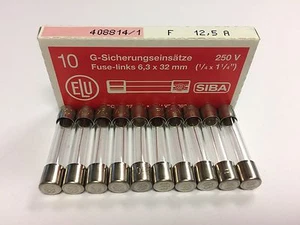 F12.5A250V SIBA 7005960 12.5A Quick Blow Glass Fuse 6x32mm 250V Pk5/Pk10 JPSF401 - Picture 1 of 4