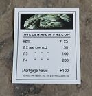 Star Wars Monopoly Millennium Falcon Property Card. Okay Condition