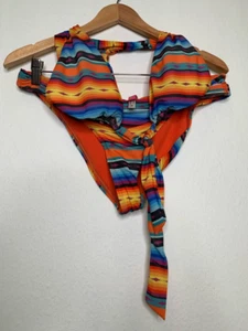 Sofia Vergara Womens Bikini Swimsuit Orange Blue Yellow Stripe Aztec M - Picture 1 of 8