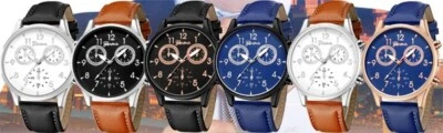 Reloj pulsera de cuarzo de cuero para hombre Geneva informal de vestir Foto 1 de 2