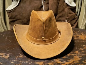 Vintage Resistol Western Ranchman Genuine Suede Leather Cowgirl Hat Tan - Picture 1 of 11