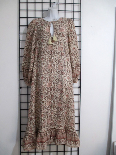 OFF WHITE CLEOBELLA ? TAGLIA LARGE==PESCA MARRONE BIANCO SPORCO E ORO STRATIFICATO MAXI ABITO