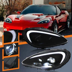 LED Headlights Assembly For 2005-2013 C6 Corvette Head Lamps DRL High Low Beam - Imagen 1 de 14