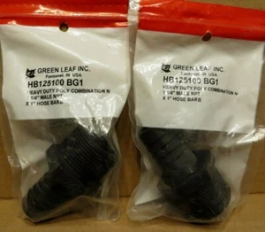 Green Leaf  1-1/4" Male Thread x 1"  Hose Barb  Part # HB125100  Poly (2 lot) - Picture 1 of 2