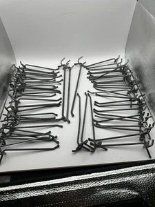 63 pc Lot of 4 inch Peg Board Shelving, 1" wide Hooks 1/8" Board, Metal wire - Picture 1 of 11