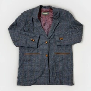 Timberland Men’s WeatherGear Blazer Plaid Medium Wool Jacket Leather Trim - Picture 1 of 11