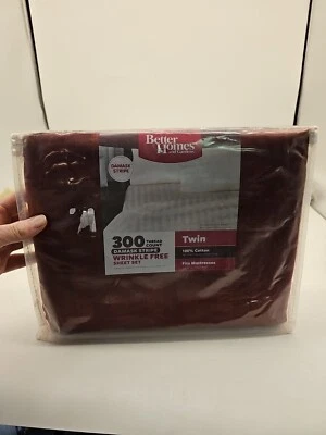 Комплект простыней Better Homes and Garderns 300 нитей красная дамасская полоса новый - Изображение 1 из 4