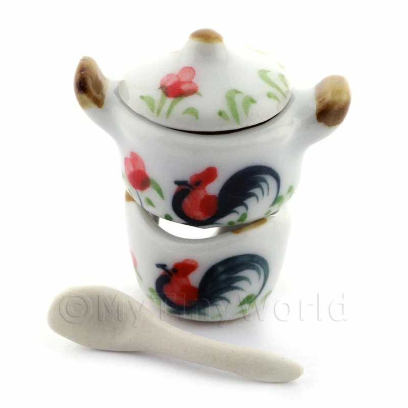 MYTINYWORLD Casa delle Bambole Miniatura Motivo Gallo Set Fonduta