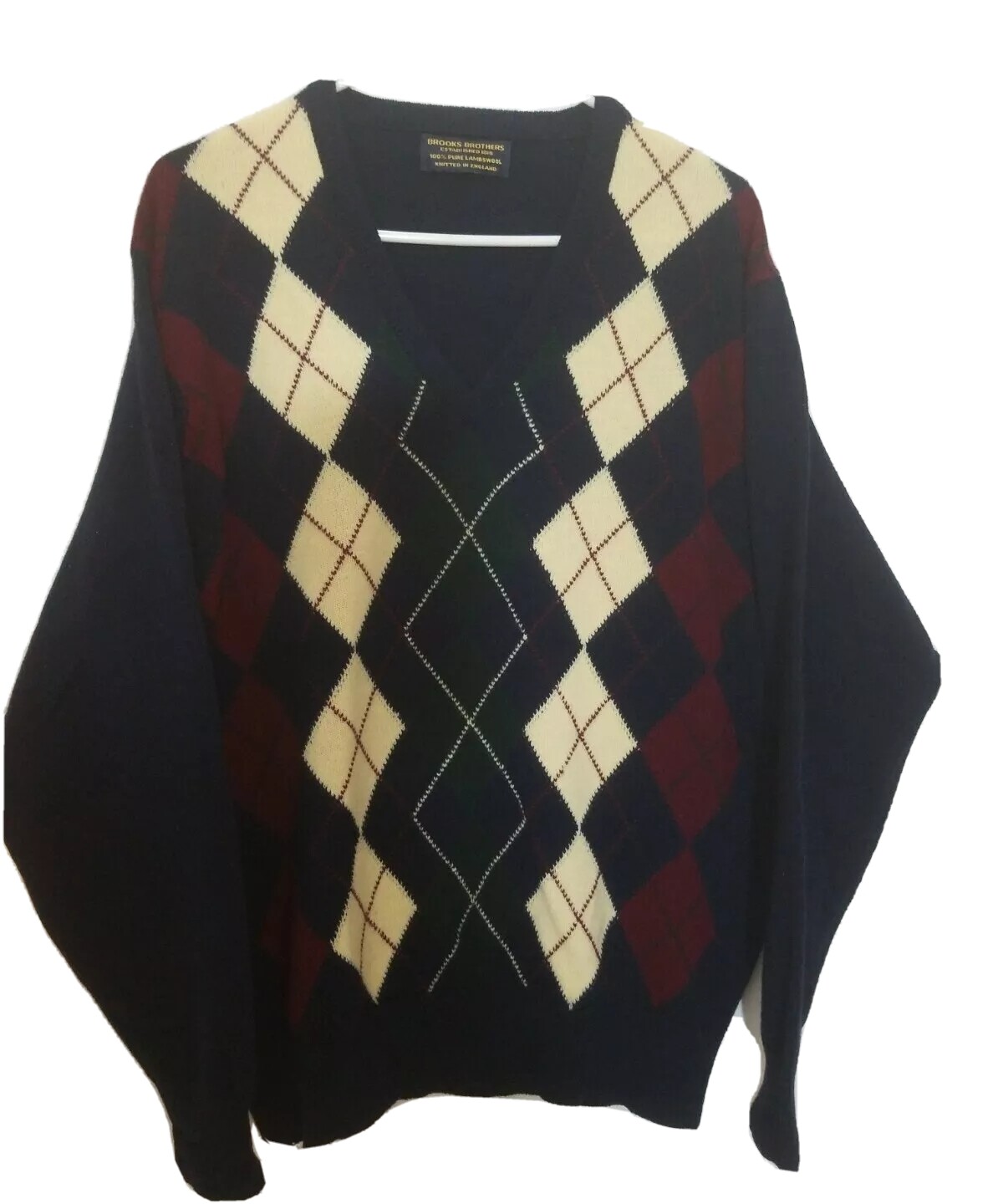 Blue Argyle Men's V Neck Sweater 
