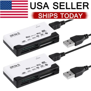 2x USB 2.0 Memory Card Reader Adapter Support TF CF SD Mini SD MMC MS XD T-Flash - Picture 1 of 12