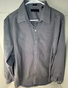 Tommy Hilfiger Mens Shirt XL (Slim) Blue & white Check Long Sleeve 17 32/33 - Picture 1 of 6