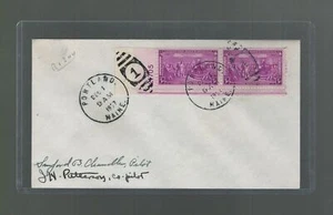 US First Flight Cover Portland Maine to Auburn 1937 Signed 2 Pilots Plate Pair - Picture 1 of 2
